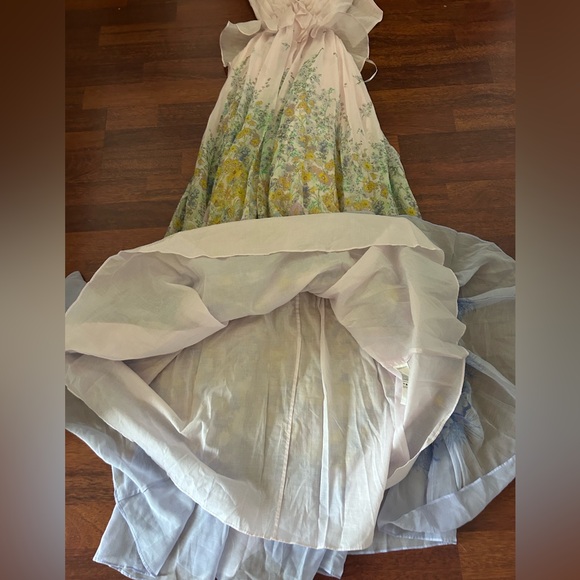 NWT Zimmermann Floral Ruffle Linen & Silk Gown in Blue Meadow OP US2P - Picture 16 of 17